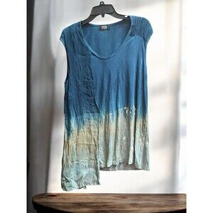 Art of Cloth M Lagenlook Art to Wear Mixed Media Sleeveless Tunic Top